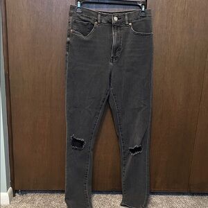 Express Black Skinny High-Rise Distressed Jeans